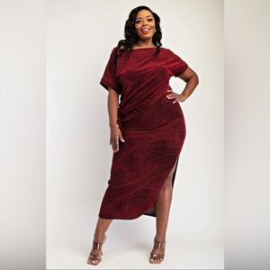 Plus Size Valentine Set 💌 KNIT SHORT SLEEVE TOP AND SKIRT SET